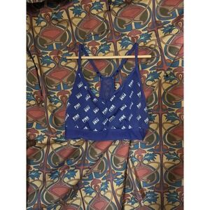 PINK Victoria's Secret Active Sports Bra Logo Print Racerback Blue XL